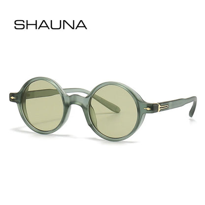 SHAUNA Modische runde Damen-Sonnenbrille mit Punk-Farbverlauf, Retro-Nieten, Herren-Sonnenbrille, UV400