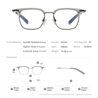 FONEX Acetate Titanium Glasses Men Vintage Oversize Square Eyeglasses 2022 Women Spectacles Eyewear DLX410