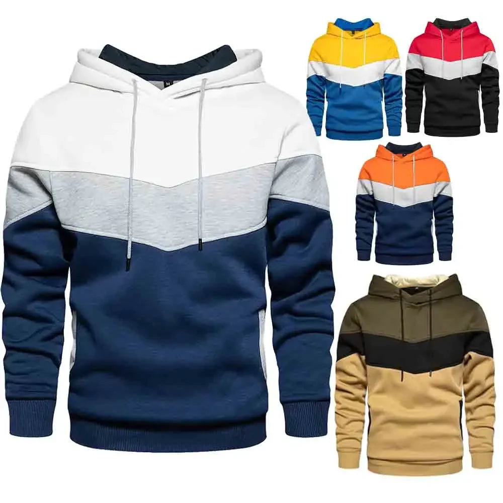 Herren Patchwork Kapuzenpullover Hoodies Kleidung Beiläufige Lose Fleece Warme Streetwear Männliche Mode Herbst Winter Sport Outwear