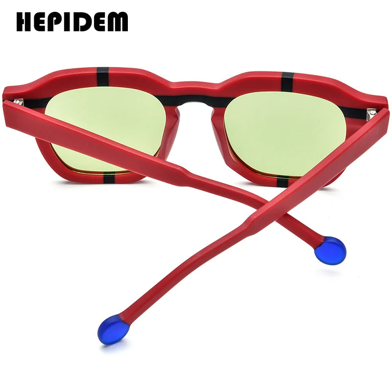 HEPIDEM Acetat Polarisierte Sonnenbrille Männer Farbe Matt Retro Trendy Design Quadratische Sonnenbrille UV400 2024 Neue Frauen Shades H9363T