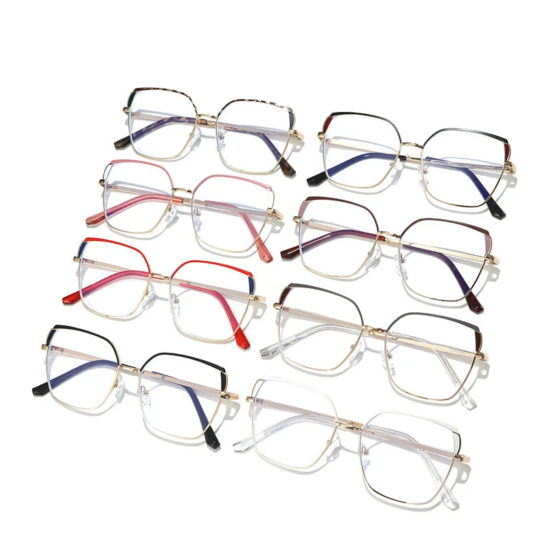 SHAUNA Retro Double Color Square Women Metal Glasses Frames Clear Anti Blue Light Eyewear Optical Men Fashion Frame