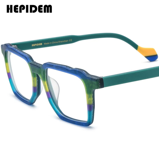 HEPIDEM Matte Colorful Acetate Glasses Men 2023 Retro Square Women Eyeglasses Spectacles Eyewear H9287