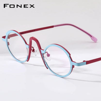 FONEX Titanium Glasses Women Retro Fashion Colorful Oval Eyeglasses 2023 New Eyewear F85772