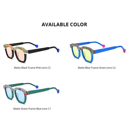 HEPIDEM Acetat Polarisierte Sonnenbrille Männer 2024 Neue Bunte Trendy Retro Design Quadratische Sonnenbrille UV400 Frauen Shades H9364T