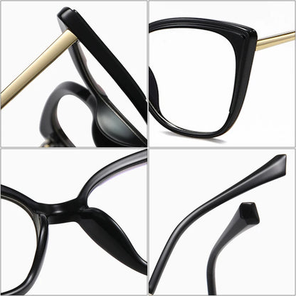 SHAUNA Retro TR90 Metal Women Optical Glasses Frame Fashion Clear Anti Blue Light Lens Eyewear Men Cat Eye Spring Hinge Frame