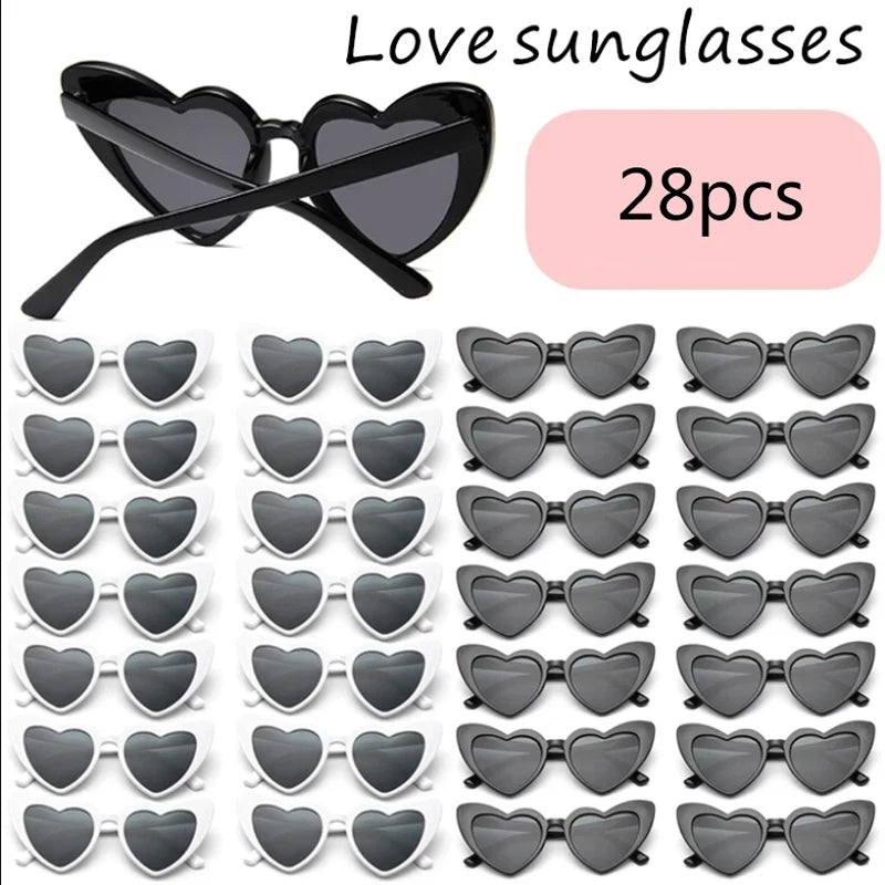 Lot de 28 lunettes de soleil en forme de cœur pour femme, œil de chat, marque Punk Love, UV400