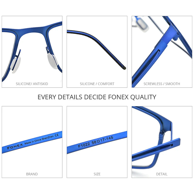 FONEX Legierung Brille Männer Quadratische Optische Brillen Rahmen 2021 Neue Männliche Volle Koreanische Schraubenlose Brillen F1022