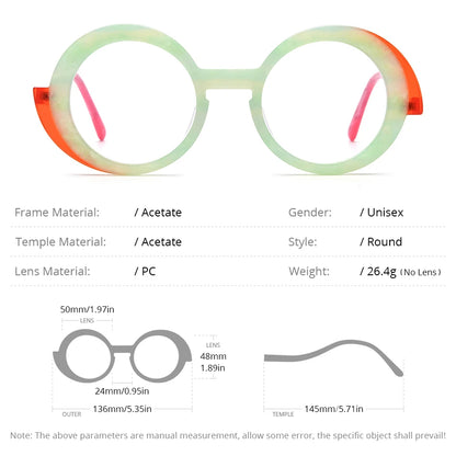 HEPIDEM Acetate Glasses Women 2024 New Fashion Cute S-Shaped Round Eyeglasses Men Spectacles Eyewear H9354