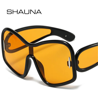 SHAUNA Nouvelles lunettes de soleil carrées surdimensionnées pour femmes et hommes, lunettes de soleil de luxe à la mode, une pièce, pour sports de plein air, conduite, UV400, rétro, rivets