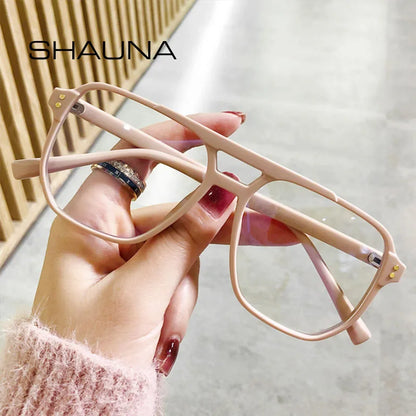 SHAUNA Anti Blue Light TR90 Retro Rivets Macaron Glasses Frames Women Fashion Men Optical Computer Glasses