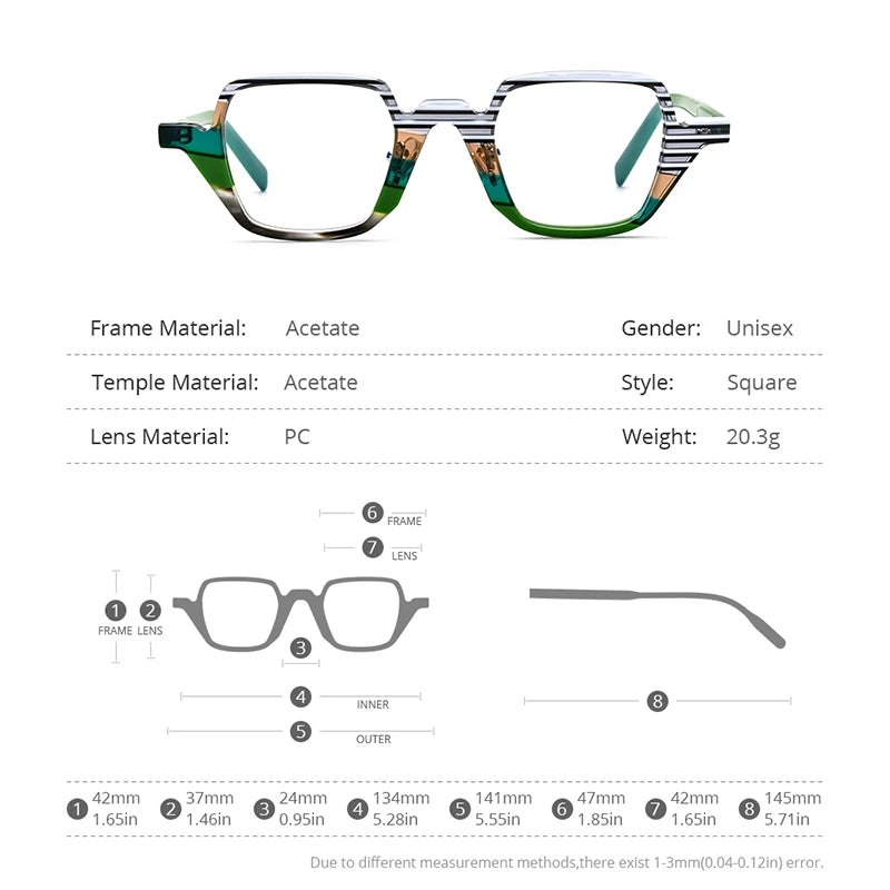 HEPIDEM Multicolor Acetate Glasses Men 2022 New Square Eyeglasses Frame Women Spectacles Eyewear 9216