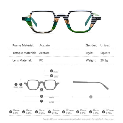 HEPIDEM Multicolor Acetate Glasses Men 2022 New Square Eyeglasses Frame Women Spectacles Eyewear 9216