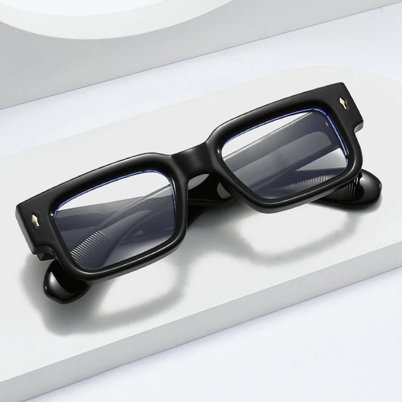 SHAUNA Square Women Wide Legs Glasses Frame Clear Anti-Blue Light Eyewear Optical Men Retro Rivets Decoration Frame