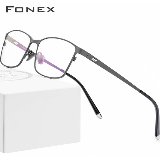 FONEX Pure Titanium Glasses Men Square Eyewear Male Classic Full Frame Eyeglasses Frames Gafas Oculos 8505