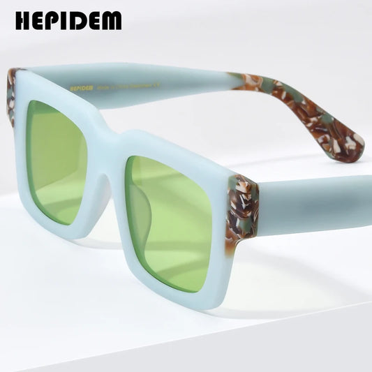 HEPIDEM Matte Acetate Polarized Sunglasses Men UV400 2023 New Simple Fashion Retro Square Sun Glasses Women Shades H9288T