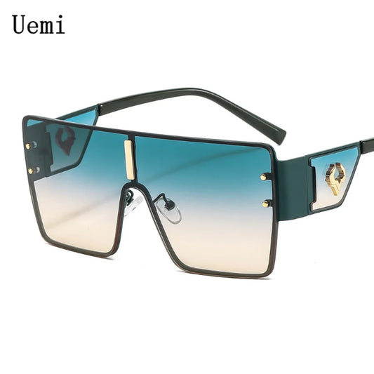 Lunettes de soleil surdimensionnées vintage punk pour hommes, lunettes de conduite de créateur pour femmes, monture carrée en métal rétro de luxe UV400