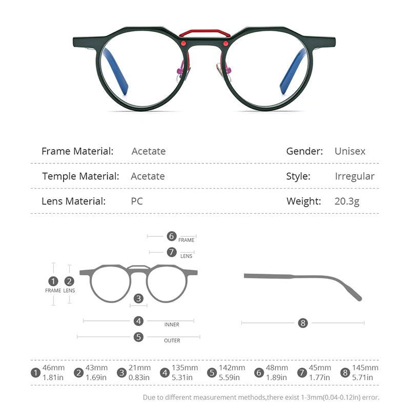 Lunettes de vue en acétate HEPIDEM pour hommes et femmes, monture ronde vintage rétro, nouvelle collection 2022, lunettes 9197