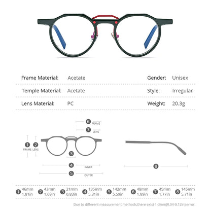 Lunettes de vue en acétate HEPIDEM pour hommes et femmes, monture ronde vintage rétro, nouvelle collection 2022, lunettes 9197