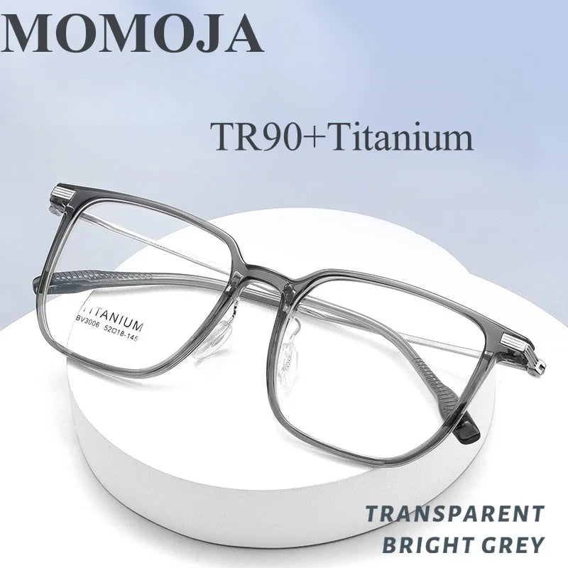 MOMOJA New Ultra Light And Fashionable Square Pure Titanium Men's Eyeglass frame Optical Prescription Gglasses For WomenBV3006B