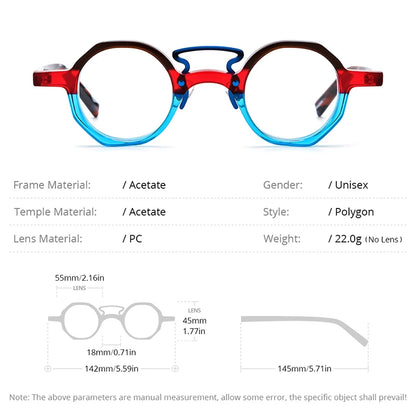 HEPIDEM Multicolor Acetate Eyeglasses Frame Men 2024 New Polygon Round Glasses Spectacles Eyewear H9244