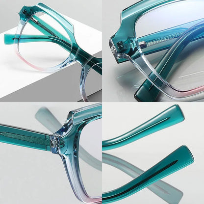 SHAUNA Anti-Blue Light Spring Hinge TR90 Oversized Colorful Women Cat Eye Optical Glasses Frames