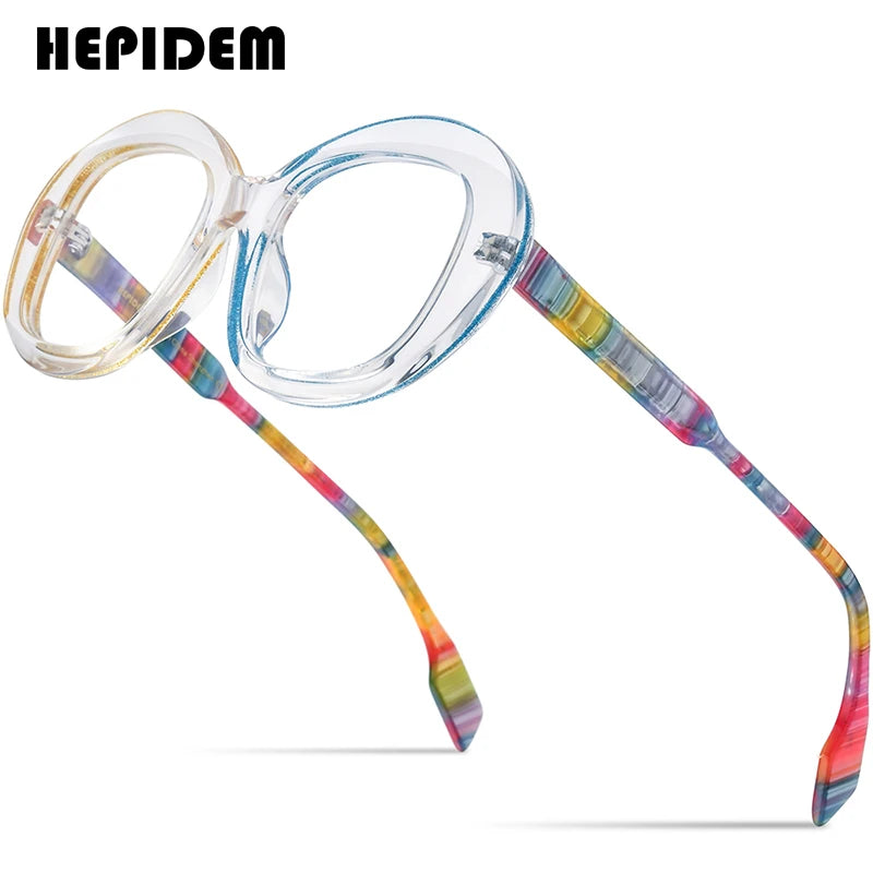 HEPIDEM Powder Acetate Glasses Men Vintage Square Eyeglasses 2022 Women Spectacles Eyewear 9311