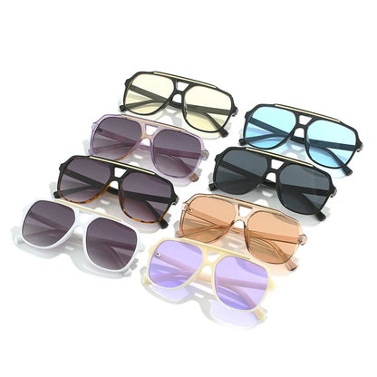 SHAUNA Doppelstege Quadratische Sonnenbrille für Damen, modisch, klare Ozean-Farbverlaufsgläser, Brillenschirme, UV400, Herren-Sonnenbrille