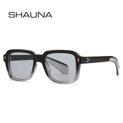 SHAUNA Fashion Sunglasses Women Square Gradient Shades UV400 Retro Rivets Men Sun Glasses