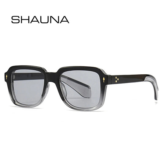 SHAUNA Lunettes de soleil tendance pour femmes, verres dégradés carrés, UV400, rétro, rivets, lunettes de soleil pour hommes