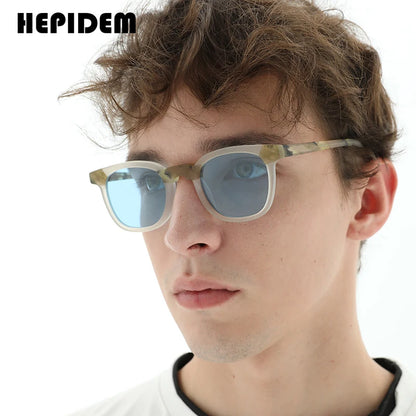 HEPIDEM Matte Acetate Multicolour Polarized Sunglasses Men UV400 Fashion Oversize Square 2023 New Sun Glasses Women Shades 9269T