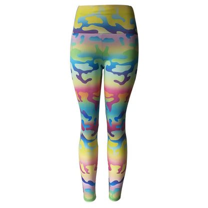 FCCEXIO Leggings taille haute imprimé léopard camouflage Leggings de fitness sexy Collants Pantalons d'entraînement de course Leggings de gymnastique push-up