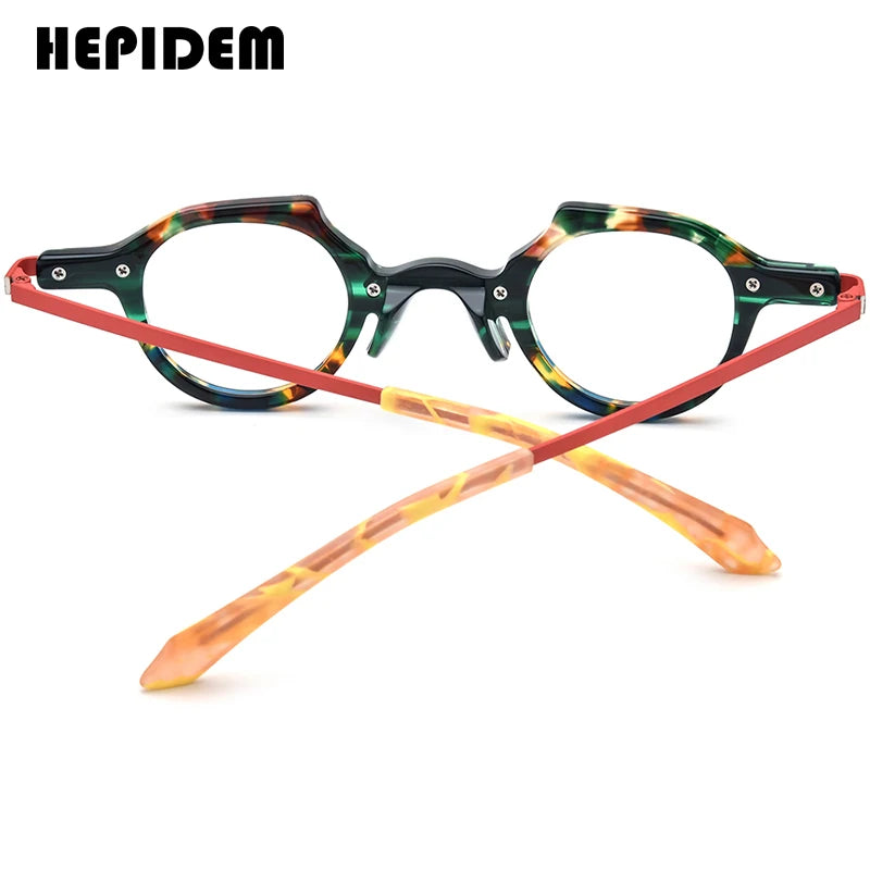 HEPIDEM Acetate Eyeglasses Women 2024 New Vintage Retro Cat Eye Glasses Men Spectacles Eyewear H9341