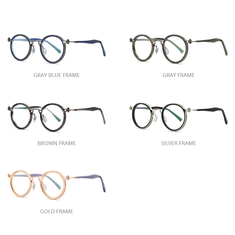 FONEX Legierung Brille Männer Retro Vintage Runde Brillen Rahmen 2021 Neue Frauen Koreanische Schraubenlose Brillen F1024