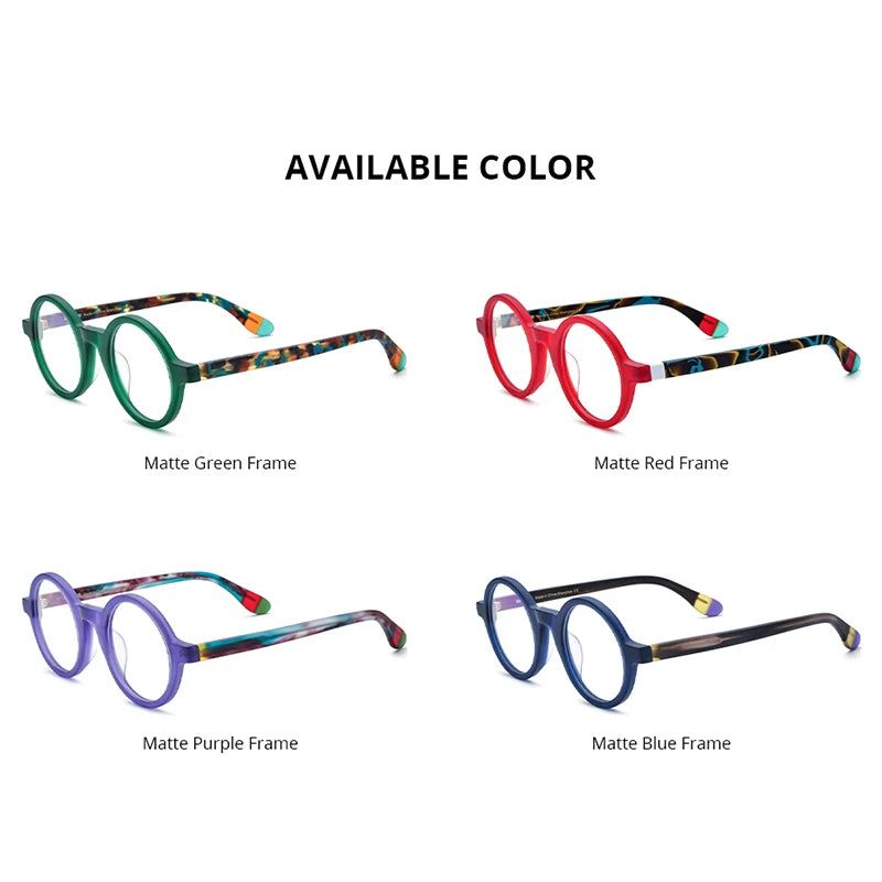 HEPIDEM Multicolor Matte Acetate Glasses Men Retro Big Round Eyeglasses 2023 New Women Spectacles Eyewear H9270