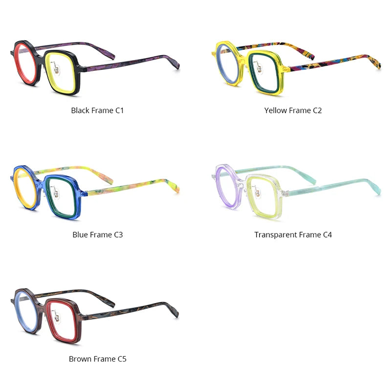 HEPIDEM Acetate Glasses Men Colorful Retro Irregular Eyeglasses 2024 New Women Spectacles Eyewear H9356