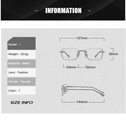 SHAUNA Fashion Rimless Women Gradent Sunglasses Brand Designer Trending Men Small Rectangle Shades UV400