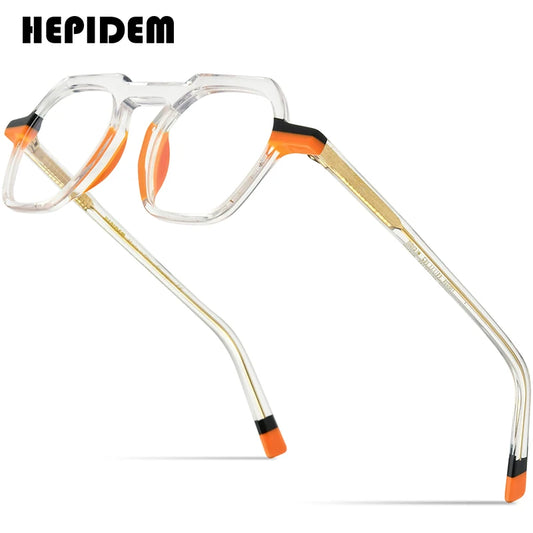 HEPIDEM Multicolor Acetate Glasses Men Retro Square Eyeglasses Frame Women Spectacles Eyewear 9221