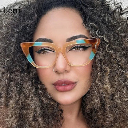 Neue Retro Bunte Anti Blau Licht Frauen Brille Mode Cat Eye Rahmen Trendy Klare Linse Lesen Computer Weibliche Brillen