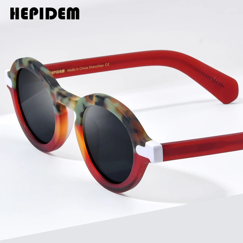 HEPIDEM Matte Acetate Polarized Sunglasses Men 2023 New Fashion Vintage Retro Oval UV400 Sun Glasses Women Shades H9272T