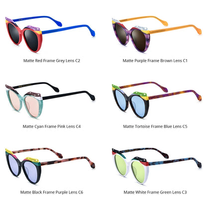 HEPIDEM Acetat Polarisierte Sonnenbrille Männer 2024 Neue Frauen Retro Bunte Trendy Fashion Cat Eye Sonnenbrille UV400 Shades H9365T