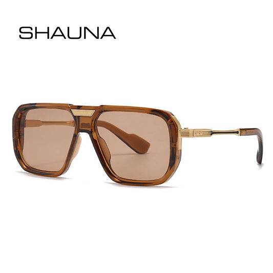 SHAUNA Retro Men Square Gradient Sunglasses Fashion Luxury Women Rivets Trending Dark Blue Sun Glasses Shades UV400