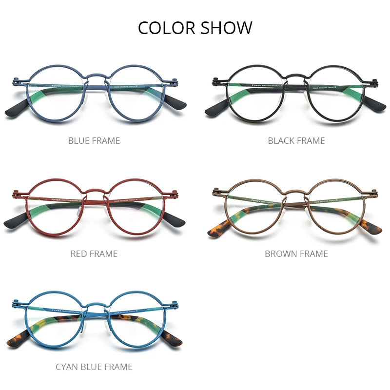 FONEX Titanium Glasses Men Vintage Round Eyeglasses Frame Women Spectacles Korean Eyewear F85696