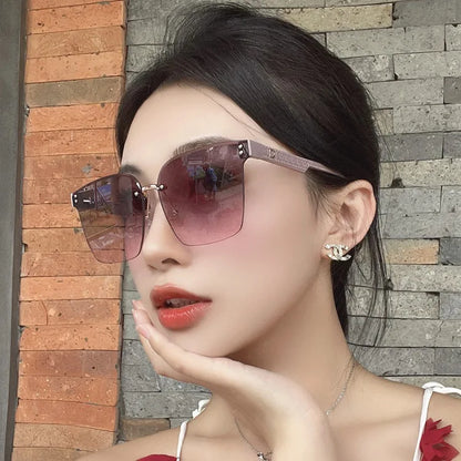 Vintage Luxury Brand Women Sunglasses Stylish Rimless Designer Sun Glasses Glamour Square Fashion Eyewear UV400