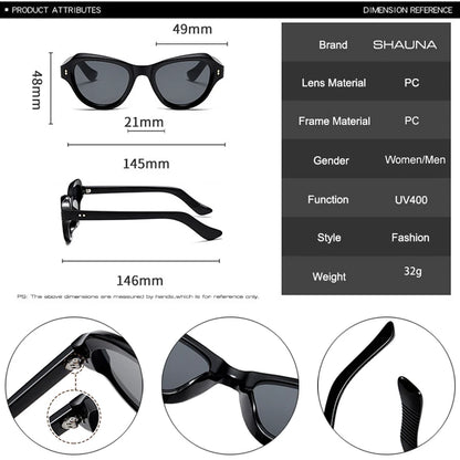 SHAUNA Fashion Cat Eye Rivets Women Sunglasses Retro Gradient Shades UV400 Men Sun Glasses