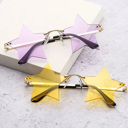 SHAUNA Unique Rimless Pentagram Sunglasses Fashion Five-pointed Star Shades UV400