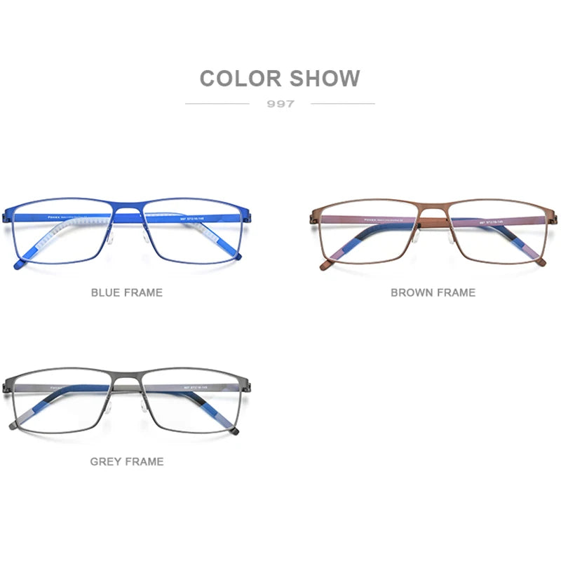 FONEX Alloy Eyeglasses Frame Men Square Eyeglasses 2020 New Male Korea Screwless Eyewear 997