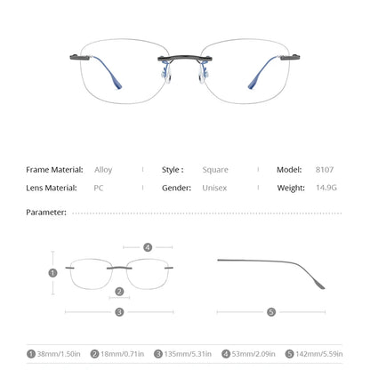 FONEX Titanium Alloy Glasses Men 2020 New Women Rimless Square Eyeglasses Frame Korean Eyewear 8107