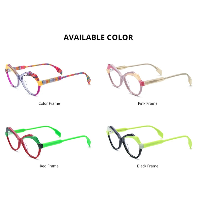 HEPIDEM Multicolor Acetate Glasses Women Cat Eye 2023 New Design Eyeglasses Trendy Spectacles Eyewear 9331