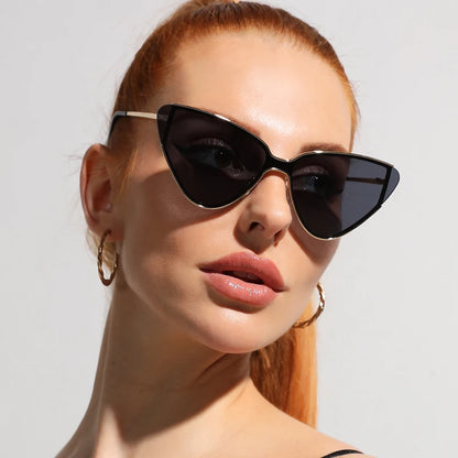 Luxury Metal Cycling Cat Eye Sunglasses Women Men New Brand Designer One Piece Sun Glasses Lady Trendy Steampunk Eyewear