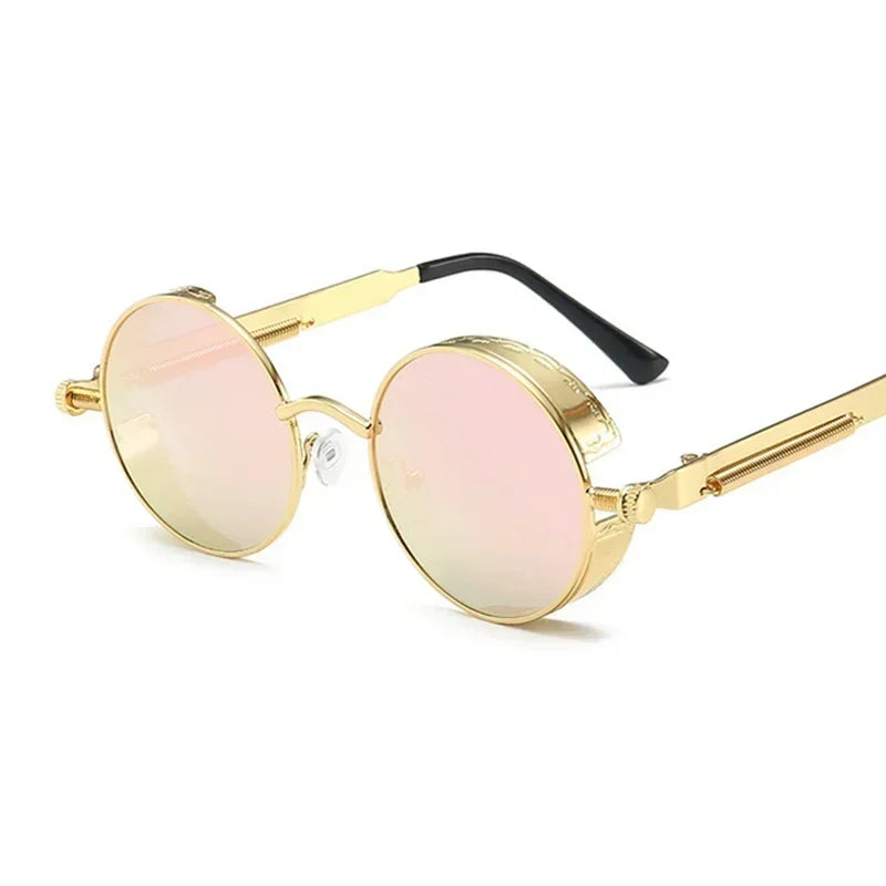 Classic Gothic Steampunk Sunglasses Luxury Brand Designer High Quality Men and Women Retro Round Metal Frame Sunglasses UV400